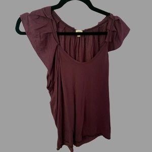 Aritzia Wilfred Purple T-shirt with Ruffle Detail